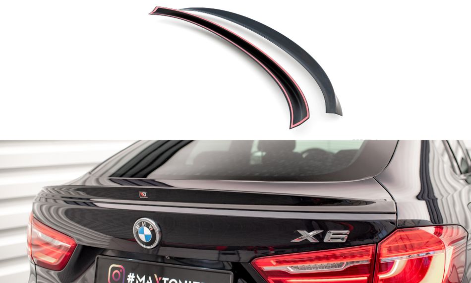 Heck Spoiler Aufsatz Abrisskante 3D für BMW X6 M-Paket F16 schwarz Hochglanz