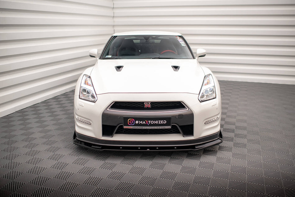 Frontspoiler Lippe + Flaps für Nissan GTR R35 Facelift schwarz Hochglanz