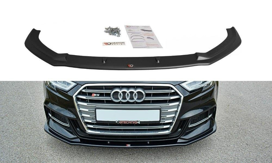 Spoiler anteriore V.1 per Audi S3 / A3 S-Line 8V FL nero lucido