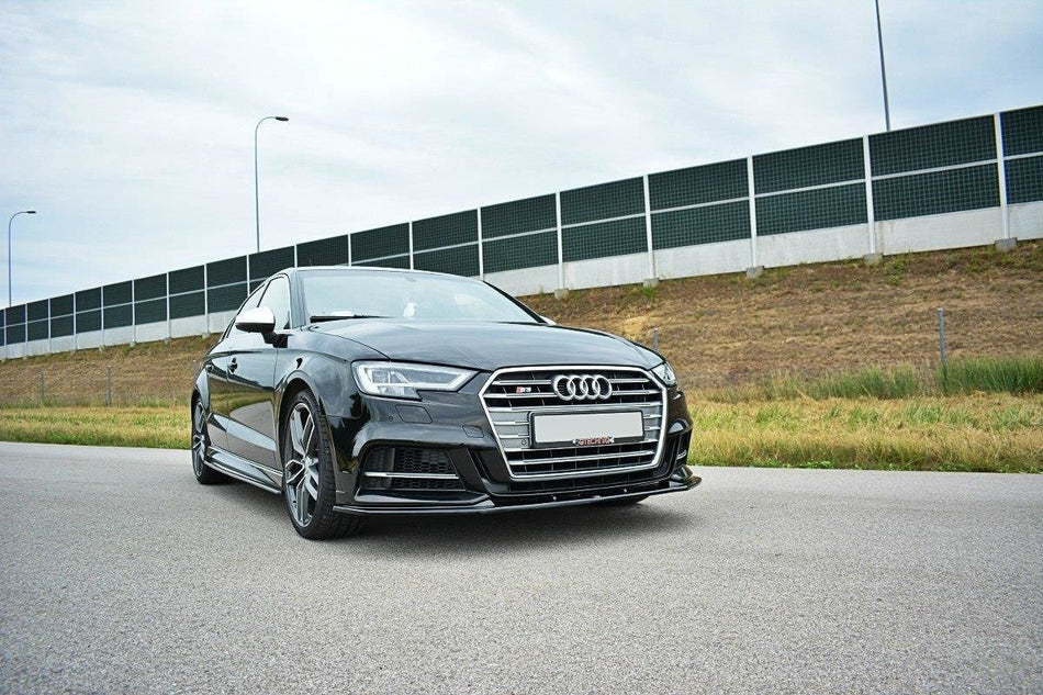 Spoiler anteriore V.1 per Audi S3 / A3 S-Line 8V FL nero lucido