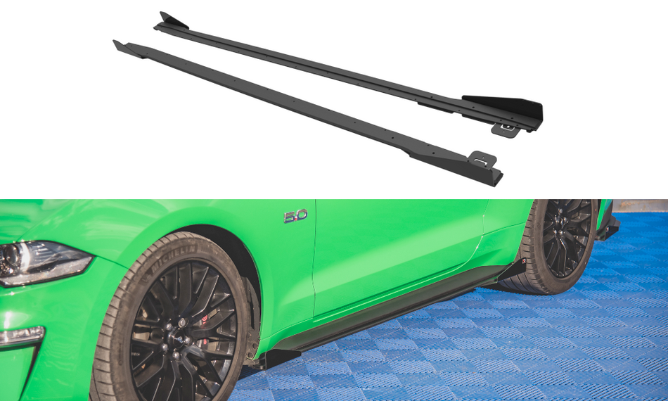 Street Pro Seitenschweller V.1 + Flaps Ford Mustang GT Mk6 Facelift