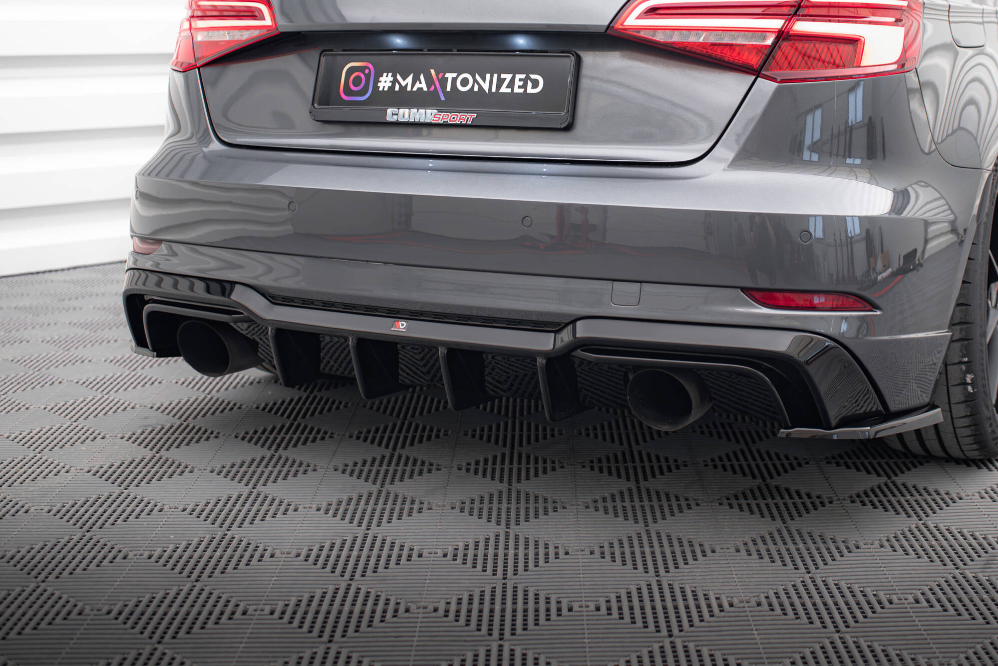 Heckdiffusor Audi A3 S-Line Sportback 8V Facelift (Version mit Einzelauspuff auf beiden Seiten)